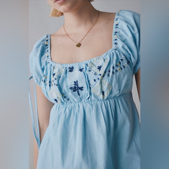 Kimchi Blue Marcella embroidered tie-back babydoll mini dress - Picture 4 of 4